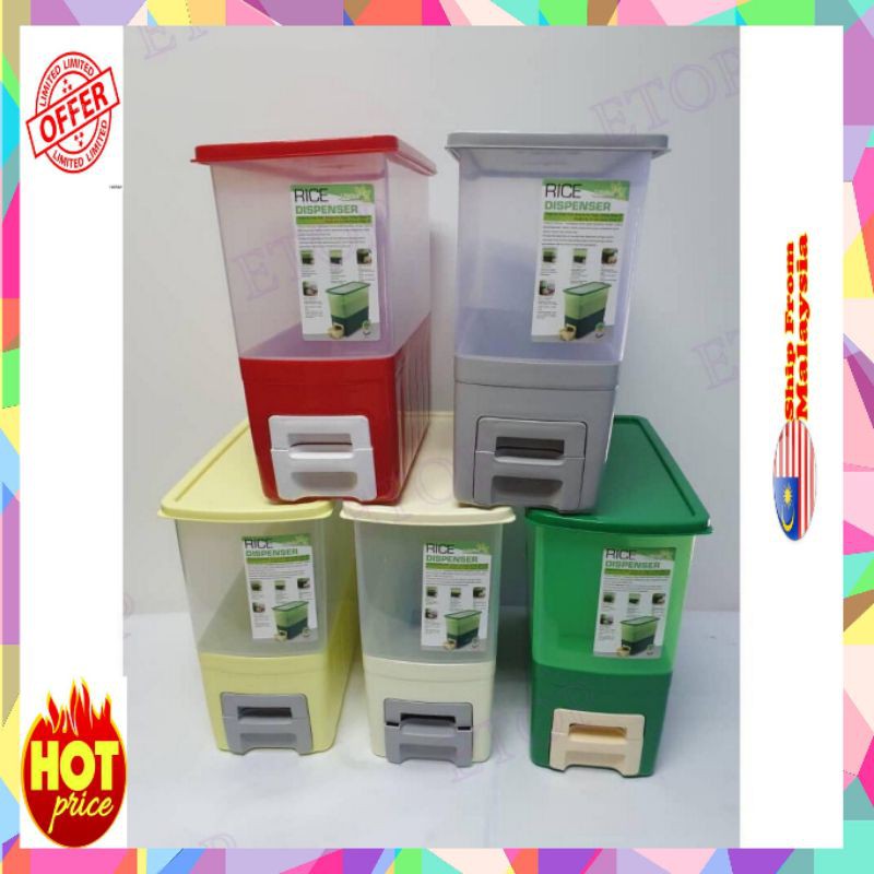 🌈PROMO💥RICE DISPENSER/LIFEESY RICE DISPENSER🔥bekas beras/kedap udara/ Rice Storage/barang dapur  peralatan