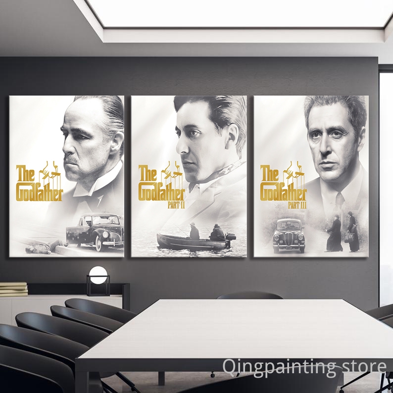 3pcs Black And White Home Decor Painting The Godfather Movie Poster Hd Wall Picture Canvas Wall Art For Company Decoration Shopee Malaysia