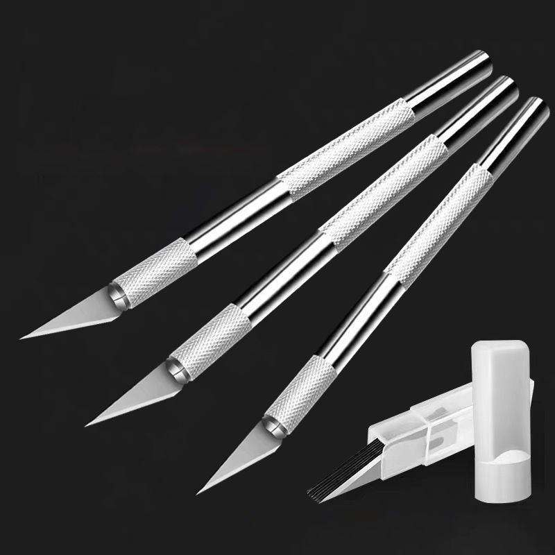 Stainless Steel Non-slip Metal 6 Blade Wood Carving Tools Fruit Food Craft Sculpture Carving Utility Knife Stationery