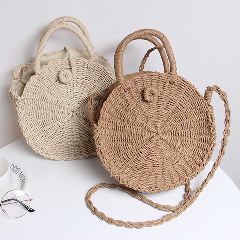 round woven beach bag