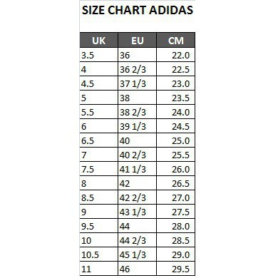 adidas size chart uk