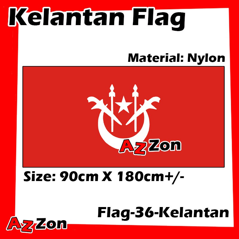 3x6ft 90x180cm Nylon Kelantan Flag Bendera Negeri Kelantan Flag State ...