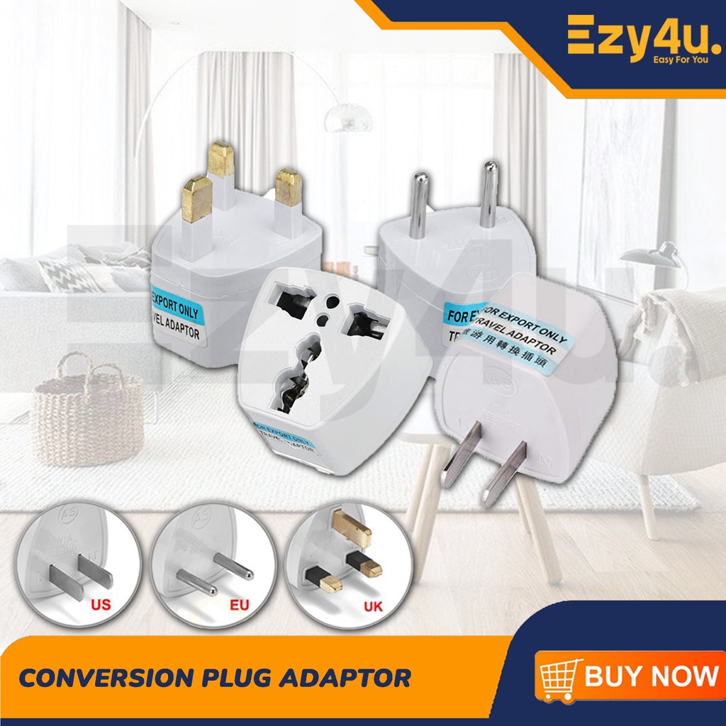 UNIVERSAL MULTI 3 PIN Tourism CONVERSION PLUG ADAPTOR 2 Pin US EU CHINA 3PIN UK Travel Adapter