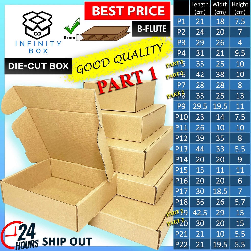 PART 1 Harga Direct Kilang Kotak Gift Box DIE-CUT Box Packaging Box Kotak Packing Courier/Pizza Box