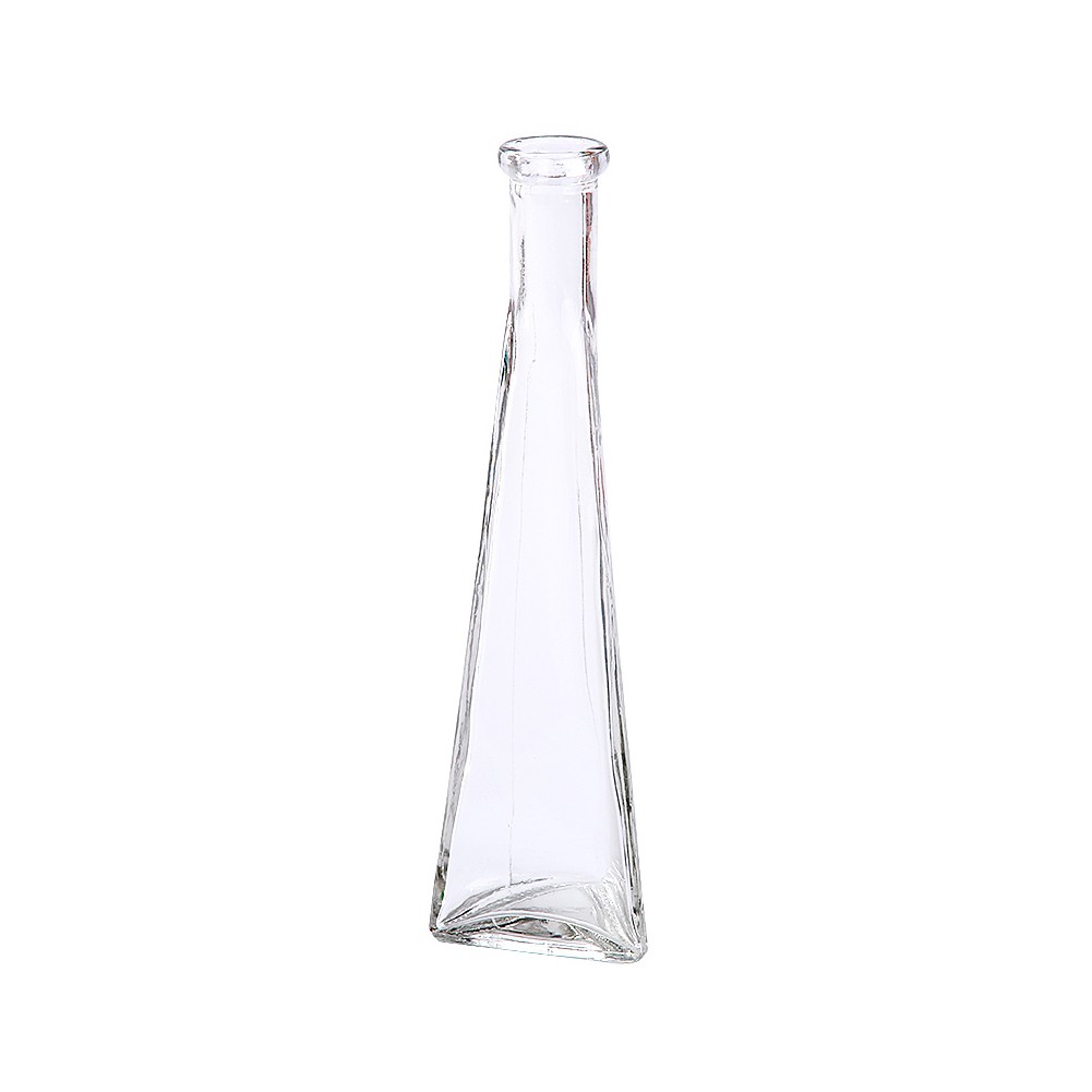 Clear Glass Flower Vase Simple Style Narrow Mouth Triangular