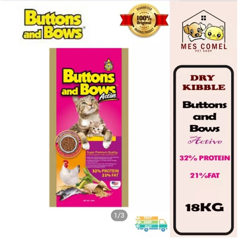 Buttons And Bows Cat Food 18kg Super Premium Quality Shopee Malaysia 