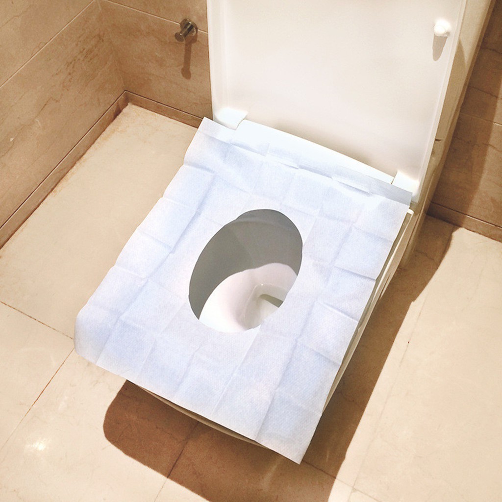 10pcs Travel Disposable Waterproof Toilet Seat Cover Mat Toilet