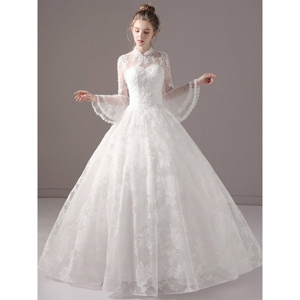 French Light Wedding Dress Retro Bride Conservative Dress