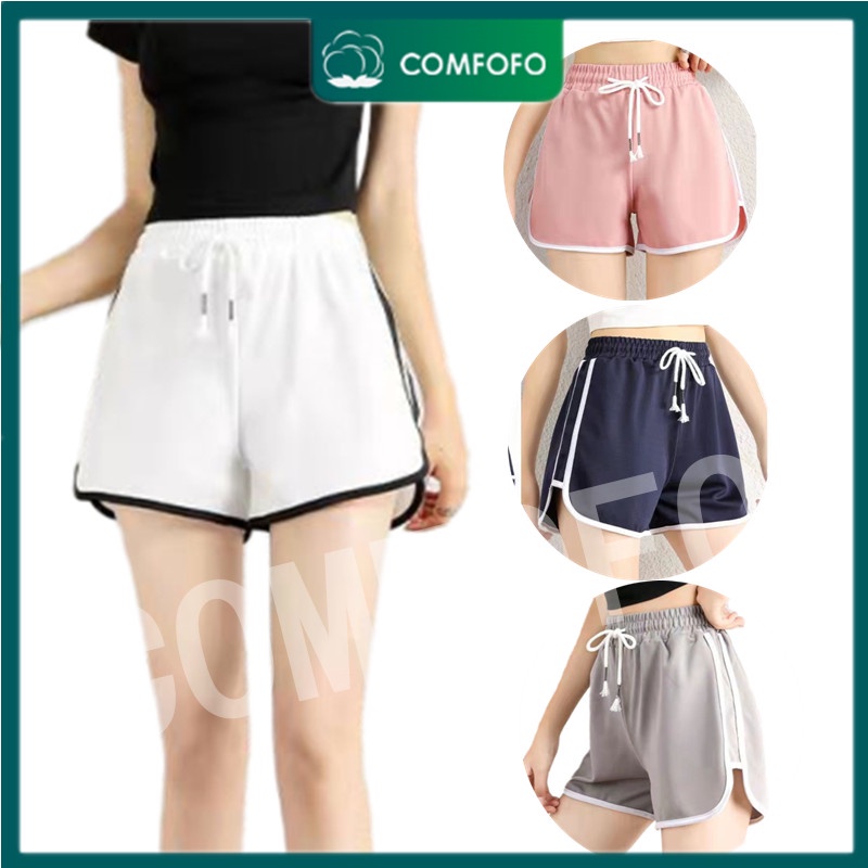 COMFOFO Seluar Pendek Perempuan New Sports Style Three-Point Shorts Yoga Slim Fit Loose Pocket Large Size Shorts Women'S Hot Pants Pajama Pants