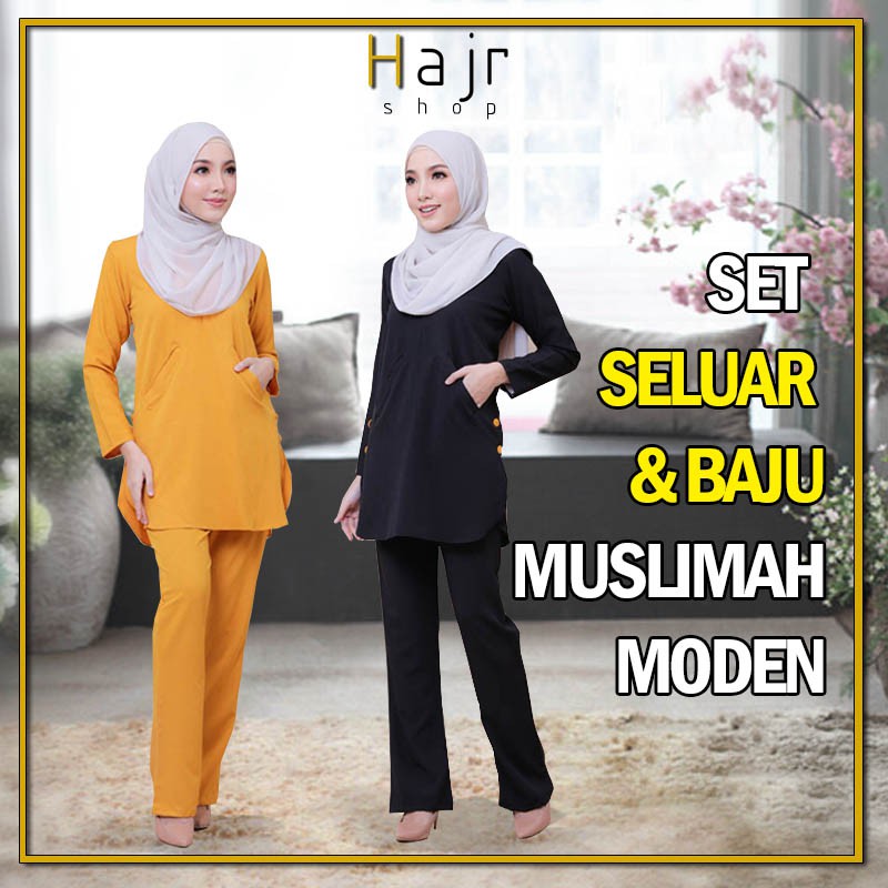 Muslimah Blouse Muslimah Suit Set Baju Seluar Moden Fesyen Shopee Malaysia