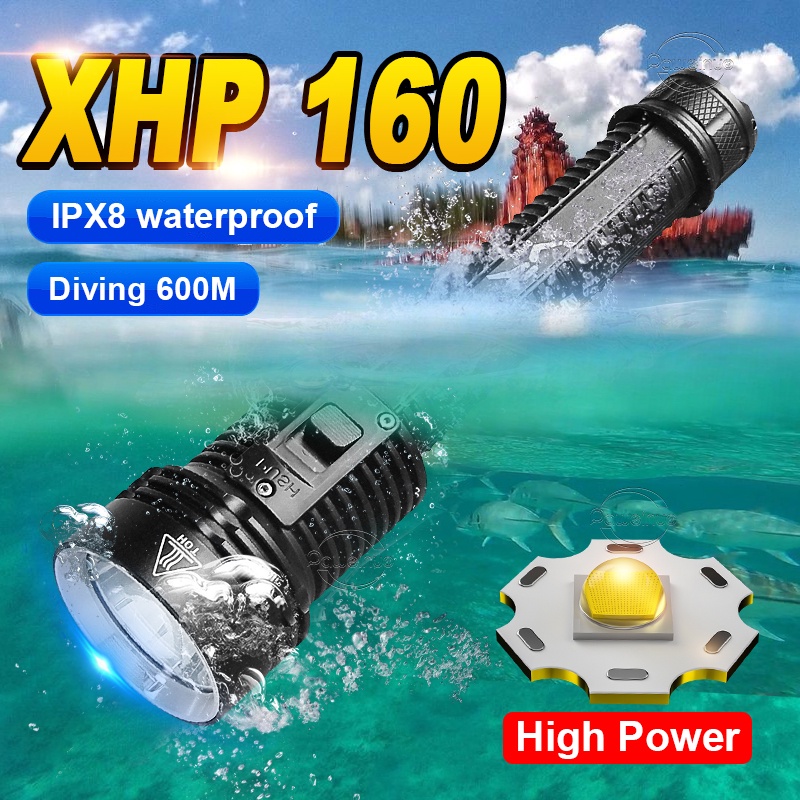 Newest XHP160 Powerful Diving Flashlight Profession Underwater LED