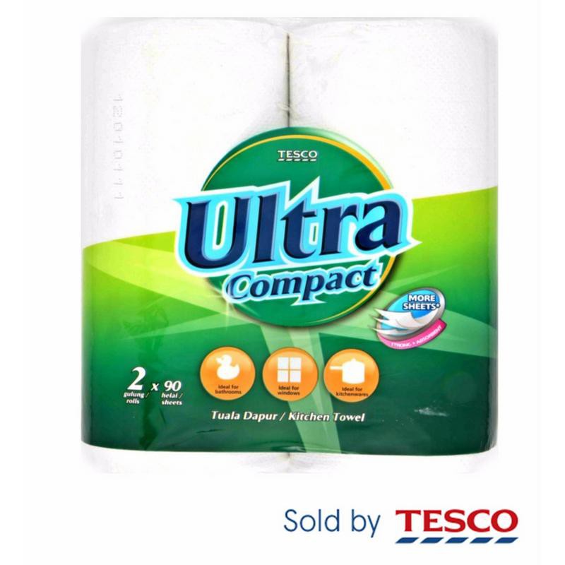 Tesco Ultra Compact Kitchen Towel (2 Rolls x 90 Sheets) Shopee Malaysia