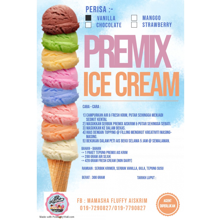 Premix Ice Cream Serbuk Aiskrim Chocolate Shopee Malaysia