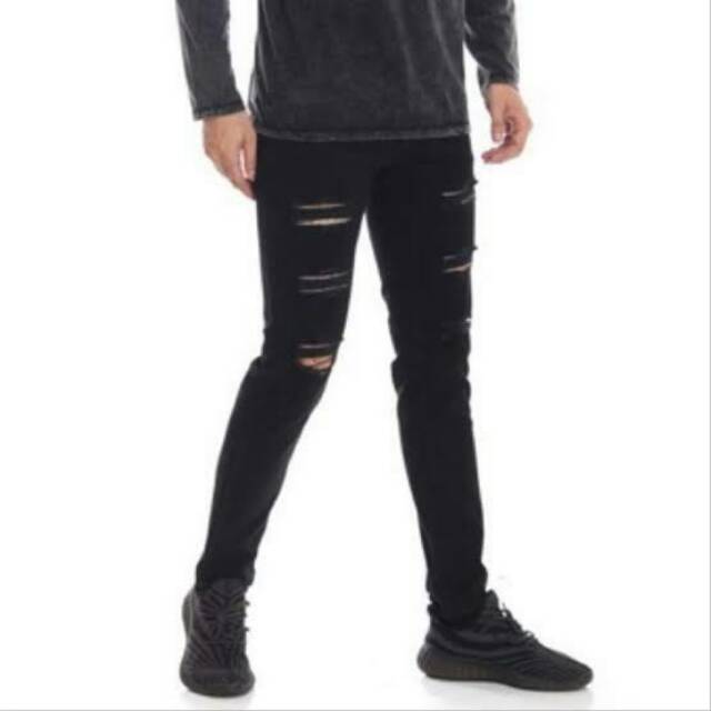 black thigh ripped jeans