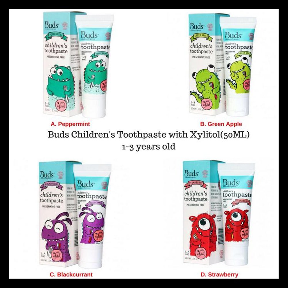 BUDS CHILDRENS TOOTHPASTE XYLITOL (13 YEAR) 50ML GREEN APPLE