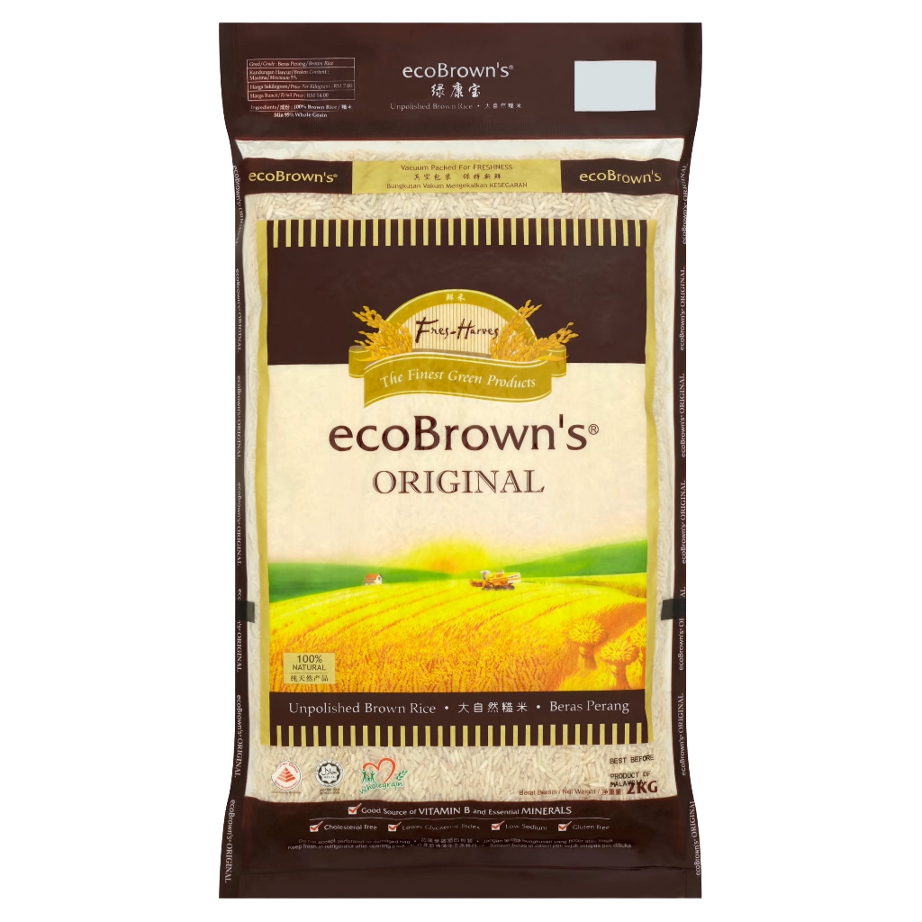 Ecobrown Unpolished Brown Rice Original 2kg New Pgmall