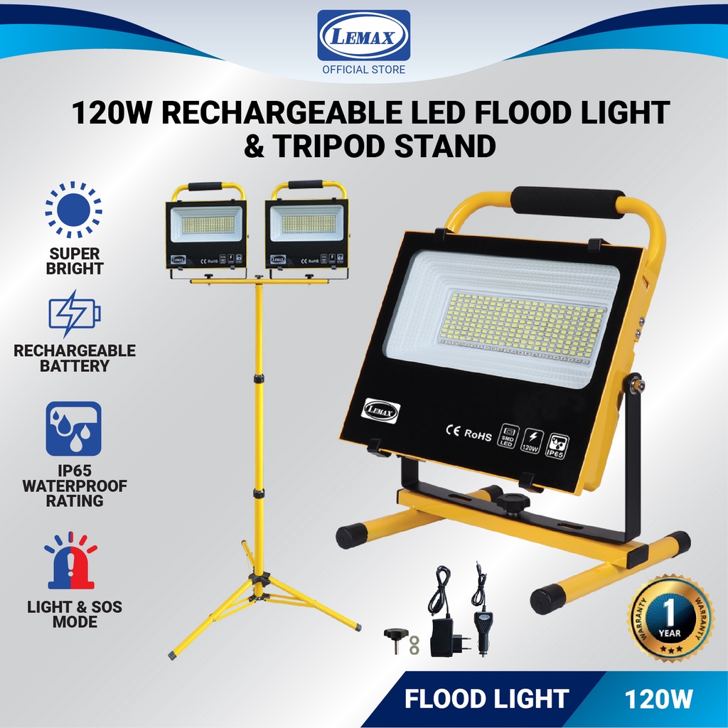 Lemax Super Bright Rechargeable Led Flood Light Portable W W Ac