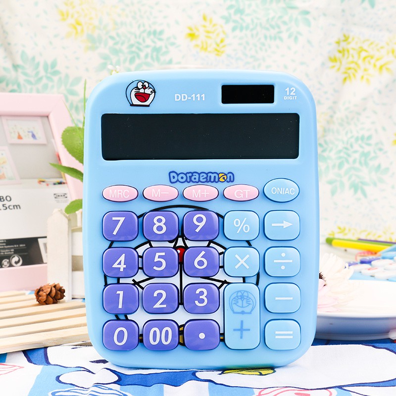 Cute Doraemon Student Scientific Calculator 12digits Counting Office Portable Shopee Malaysia