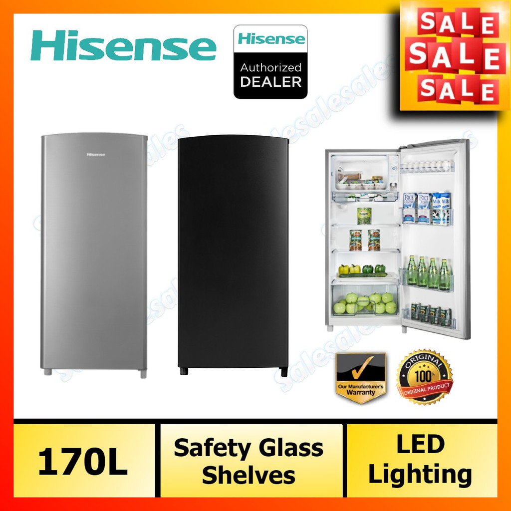 Silver Black Hisense Single Door Refrigerator 170l Net 150l Peti Sejuk 1 Pintu Fridge