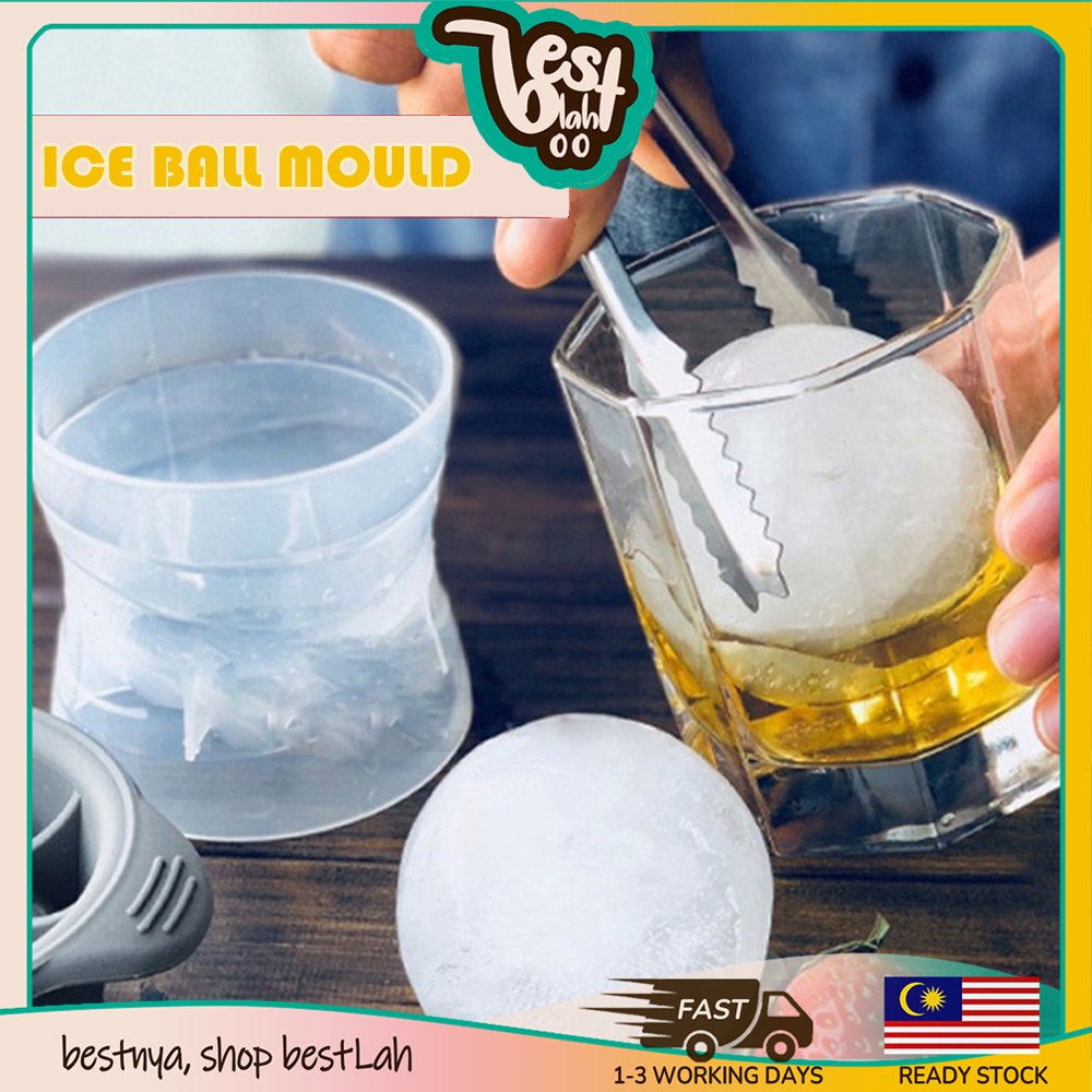 BESTLAHH Big Silicone Ice Ball Mold Sphere Ice Ball Maker Round Ice Maker Crystal Ice Ball Quick Spherical Bola Ais Batu