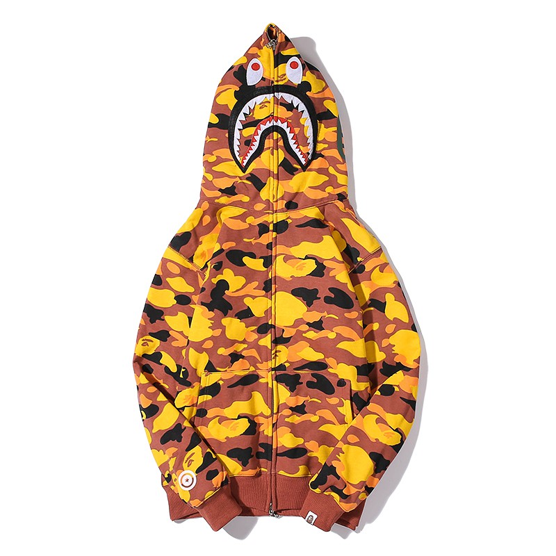 bape shark hoodie orange camo