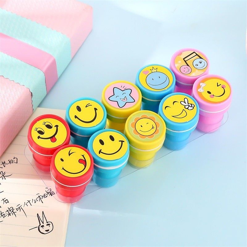 Colourful Smiley Reward Stamp Set For Teacher Students (10 Stamps ...