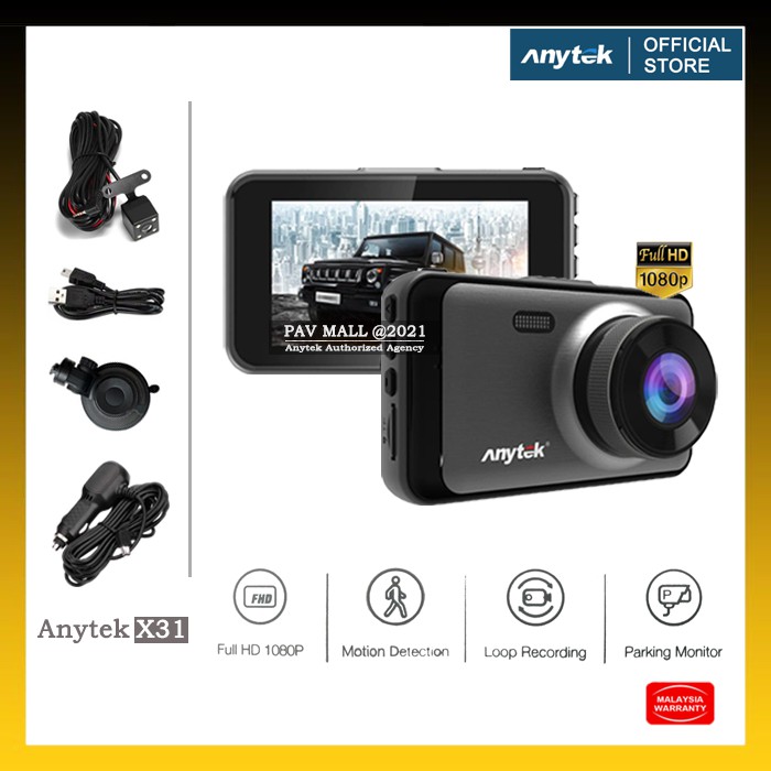 Anytek X31 Dash Cam 3 Screen Car Dvr Parking Monitoring Front Rear Dual Camera Parking Monitor Auto Looping Shopee Malaysia