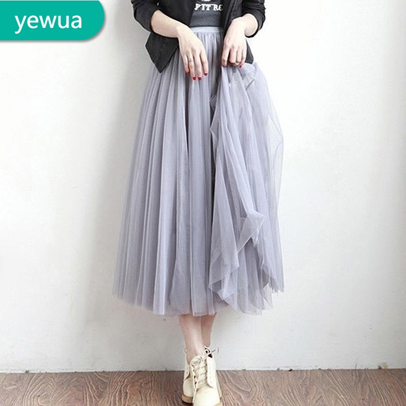 Tulle Skirts Women Summer Elastic High Waist Long Mesh Skirt Womens Tutu  Maxi Pleated Skirt Fashion | Shopee Malaysia