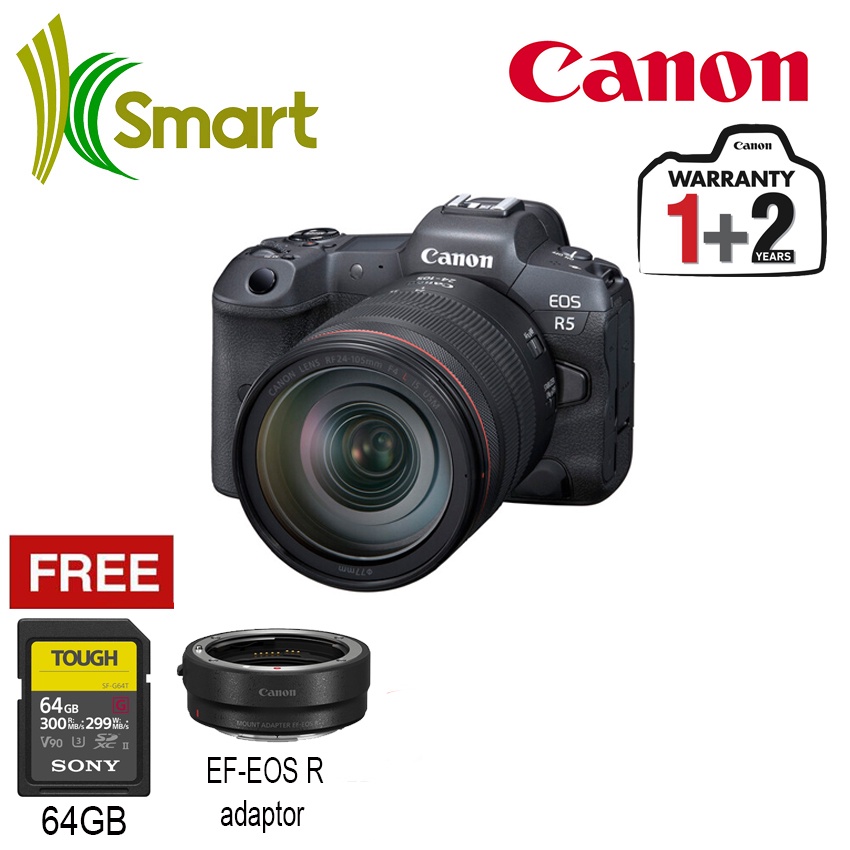 Canon EOS R5 Body / 24105mm f/4L Lens Kit + Sony 64GB + EF EOS R