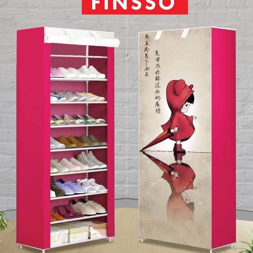 READY STOCK FINSSO : SHOE RACK WARDROBE/ Non-Woven Cloth Shoe Rack/ Rak Kasut