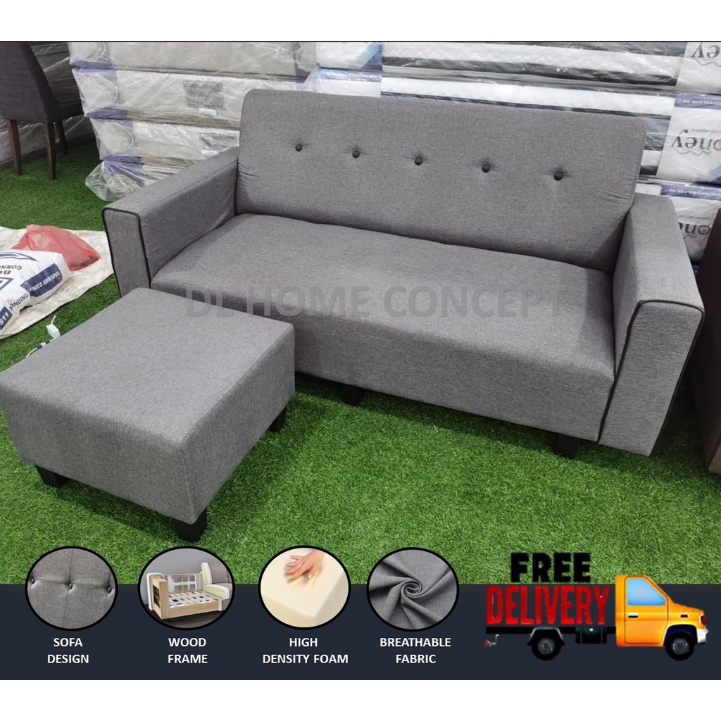 DL HOME CONCEPT 3 Seater Sofa Free Stool (Free Delivery) T&C Shopee