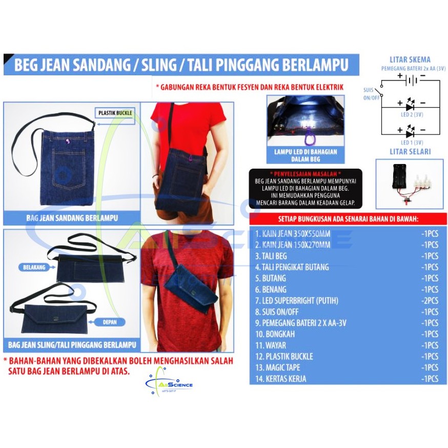 Original Bag Beg Jean Sandang Berlampu Reka Bentuk Teknologi T3 Shopee Malaysia