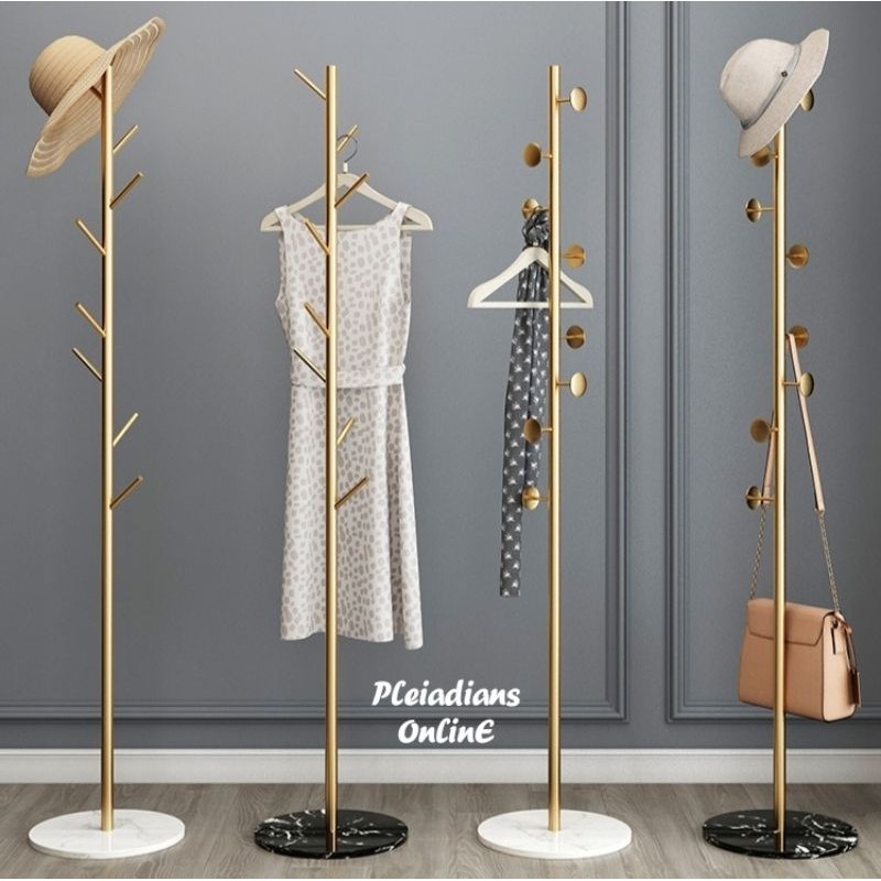 HOMIEE Antique Nordic Coat Rack Hook Tree Cloth Marble Base Stand Hanger Hang Furniture Jualan Murah Baju Hat