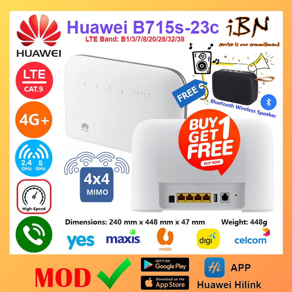 Huawei B715 B715s 23c 4g Router Lte Cat 9 Modded Aio To Bypass Speedcap And Fup 4g Volte 4x4 Mimo Modem Modded Shopee Malaysia