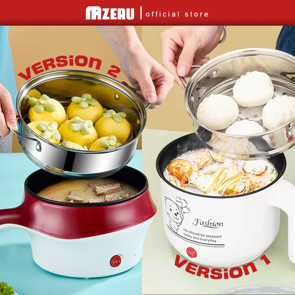 Mazeru - MULTI COOKER 1.5L/1.8L Non Stick Electric Pot /Mini Rice Cooker With Steamer Ceramic Frying Pan Pot Periuk Nasi