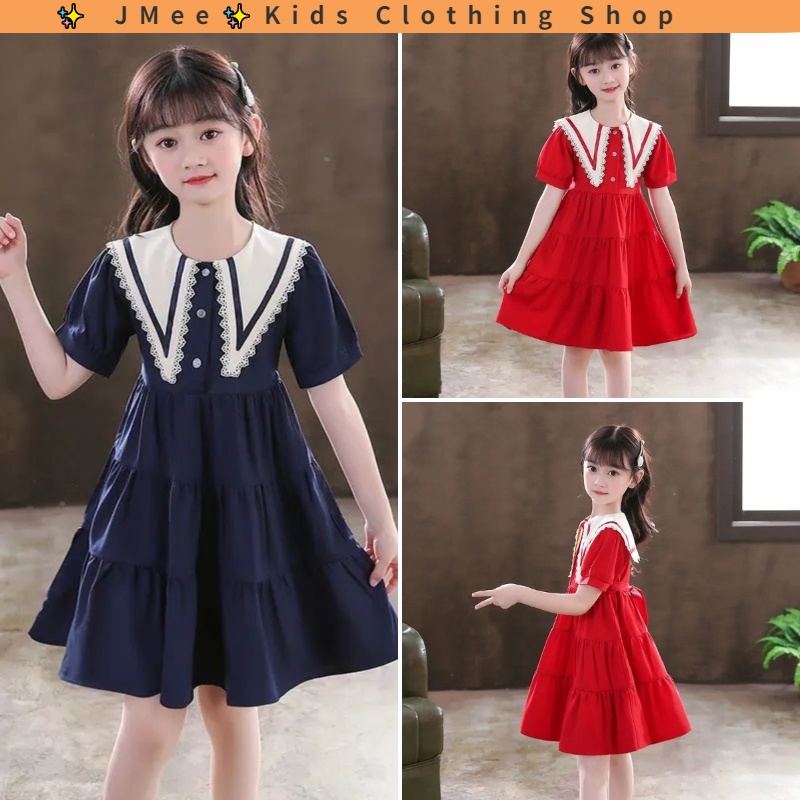 [Ready Stock] 3-14 years old Girls Dress Big Kids Middle Half-Sleeved ...