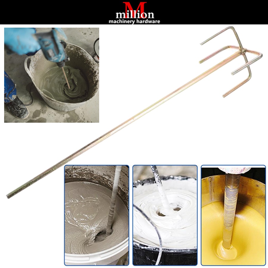 Angoily Concrete Mixer Rod, Cement Mix Concrete Mixing Head Electric Drill Stirring Rod Epoxy Mixer Paddles Oil Paint Mixing Grout Mixer Concrete Drill Bit Stick For Mixer 45 Steel Putty