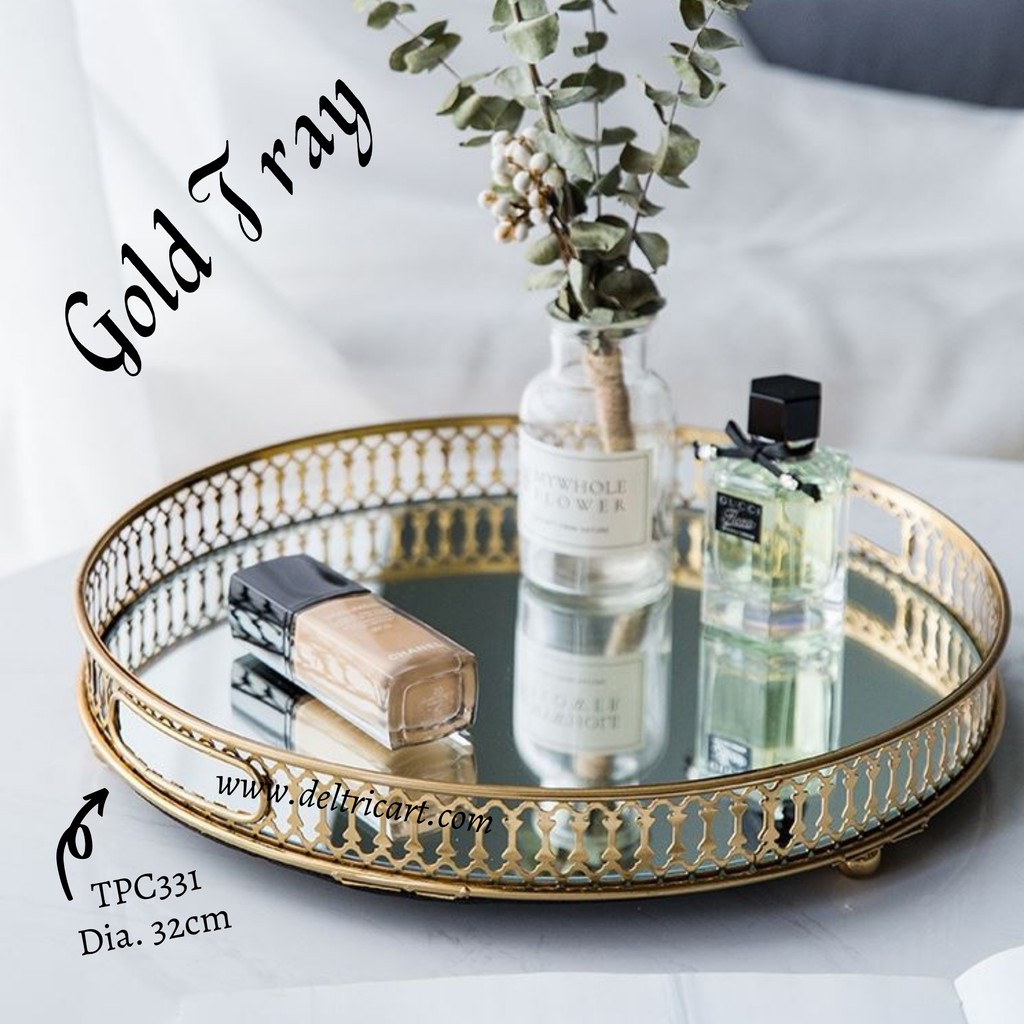 [Ready Stock] Gold Plating Mirror Tray Home Decor (TPC331)