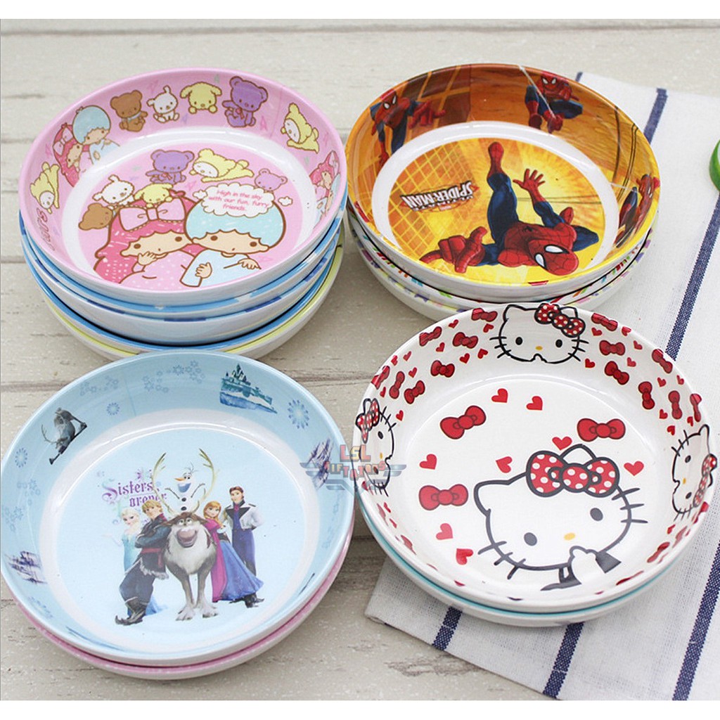 [H-384] LSL GIFTS Cartoon KT Melody Forzen Doreamon Dessert Plate Melamine Plastic Small Plate