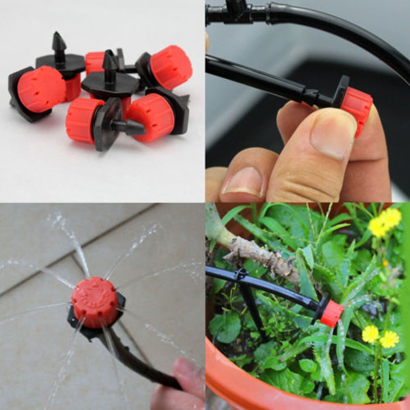 100x Adjustable Micro Drip Irrigation Watering Emitters Drippers System PL 