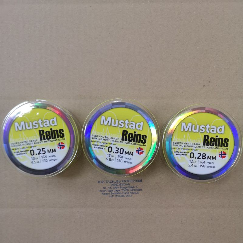 MUSTAD REINS TOURNAMENT GRADE SINKING MONOFILAMENT (150M)  Shopee 