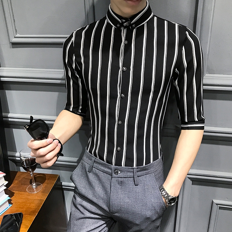 black and white striped shirt mens