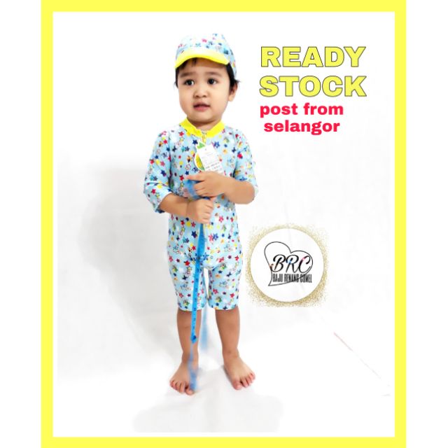 READY STOCK BAJU  RENANG  BAYI  BABY SWIMSUIT SWIMWEAR STAR 