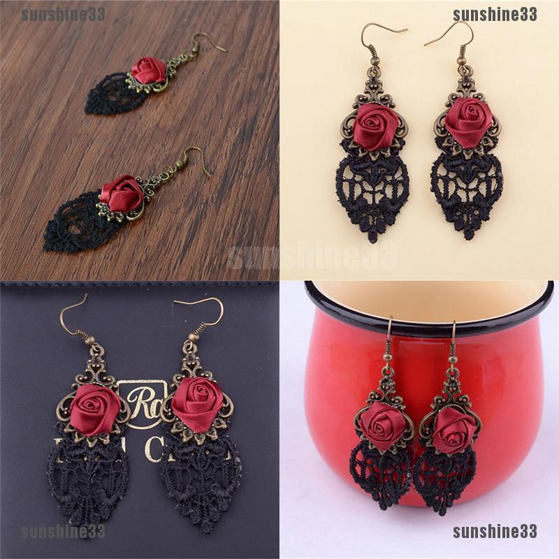 New Fashion Aestheticism Gothic Victorian Retro Lace Vintage Pendant EarringRI