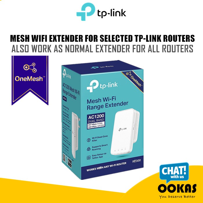 TPLink RE300 AC1200 OneMesh Wireless Wifi Range Extender/Booster