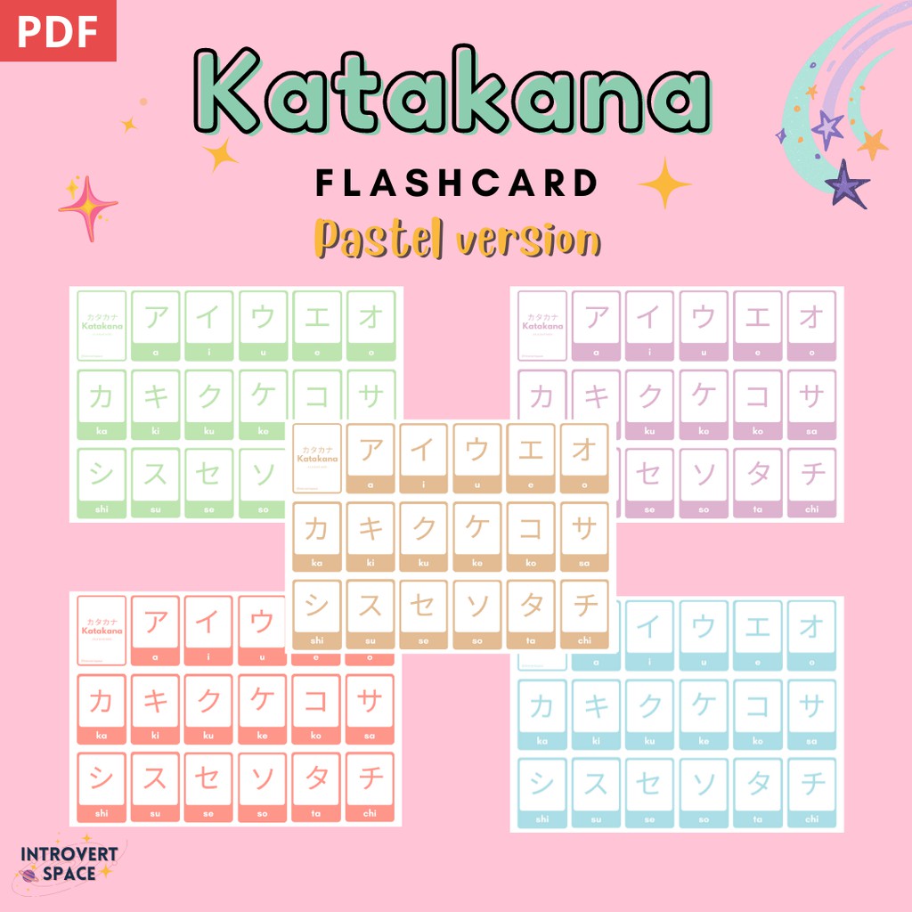 Katakana Flashcard PDF [Pastel ver.] Shopee Malaysia