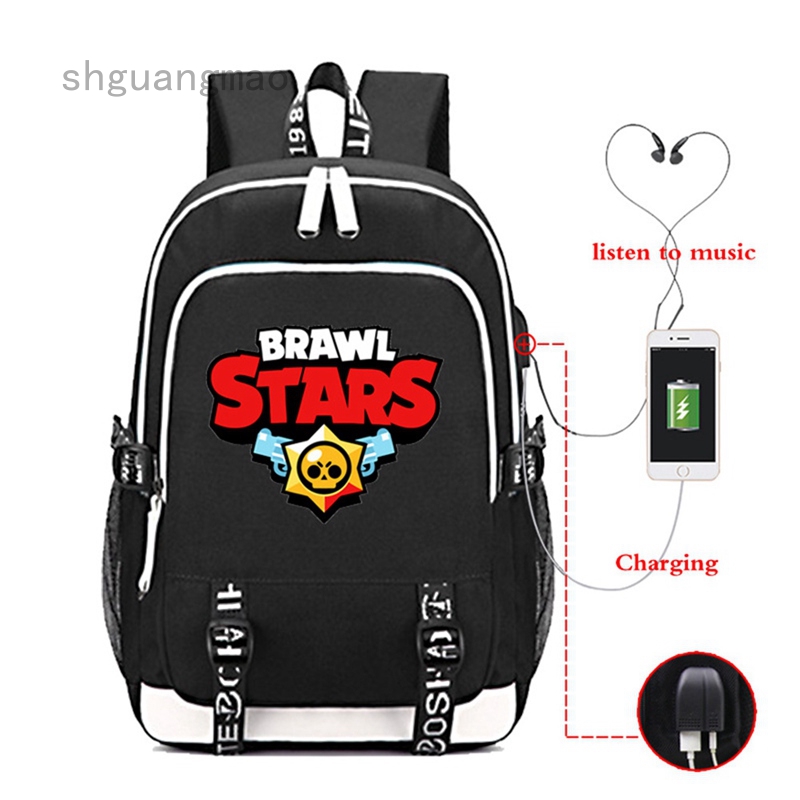 Brawl Star Bookbag Backpack Usb Charging Canvas School Bags Shelly Colt Nita Bull Jessie Brock Mochila Laptop Packbag Shopee Malaysia - jessie brawl stars backpack