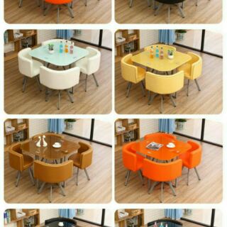  Set  dining set  meja  makan  santai coffe table murah 