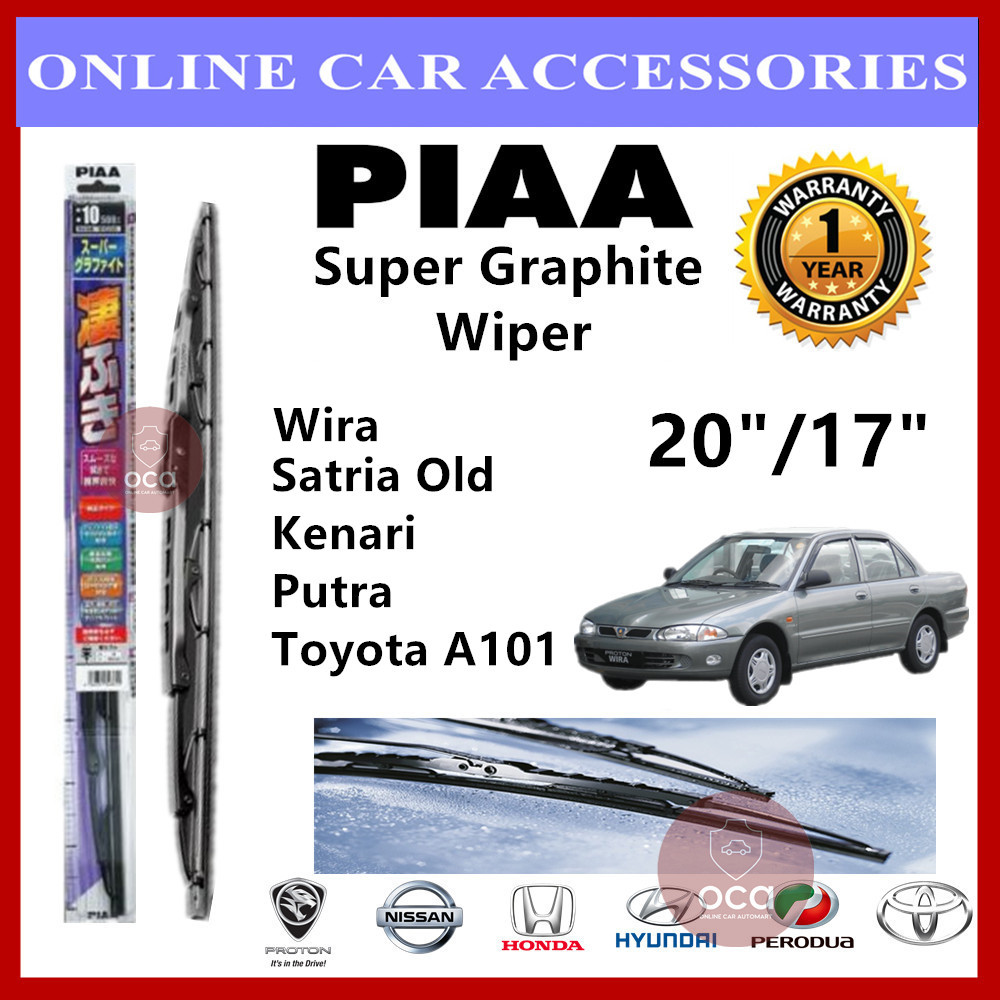 PIAA Super Graphite Wiper Blade 20"/17" Proton Wira/ Satria Old/ Kenari/ Putra/ Toyota AE101