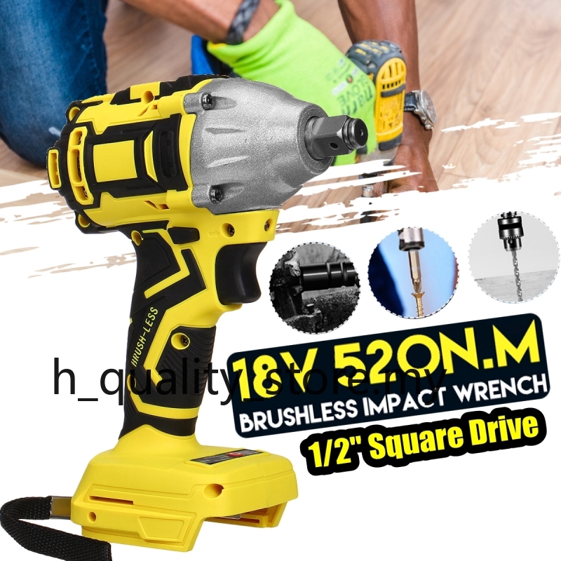 520 Nm Torque, 0-4000 ipm,18V No battery Electric Impact Wrench,Rotary Impact Wrench,Rechargeable Electric Brushless Impact Wrench for Construction Site Shelves/Maintenance/Carpentry 